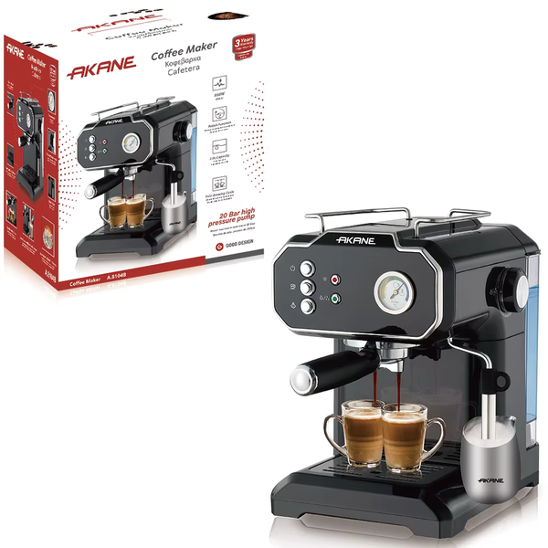Cafetera espresso AKANE A.8104B 20 bar con vaporizador de leche