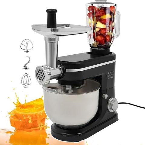 Stand mixer multifuncional 5en1 1400W con bowl 10L y accesorios incluidos